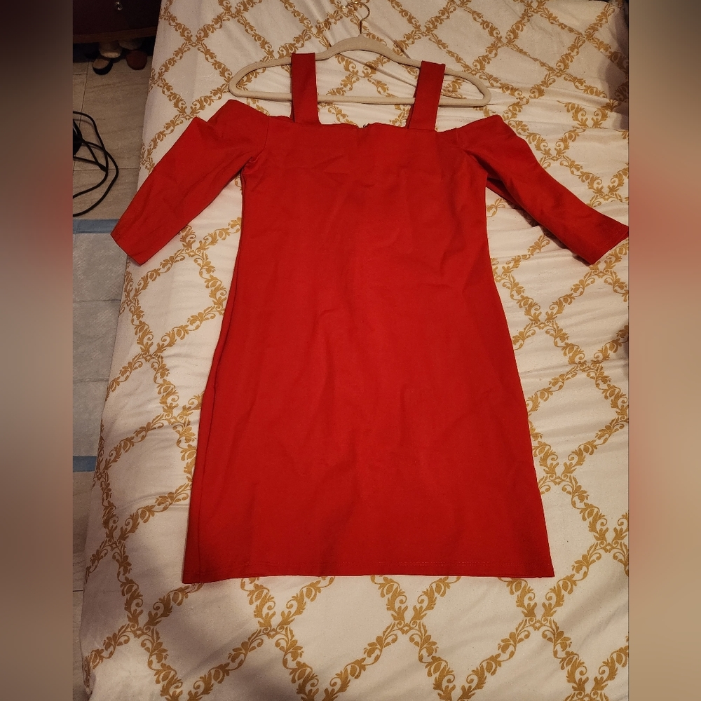 Red bodycon scuba dress